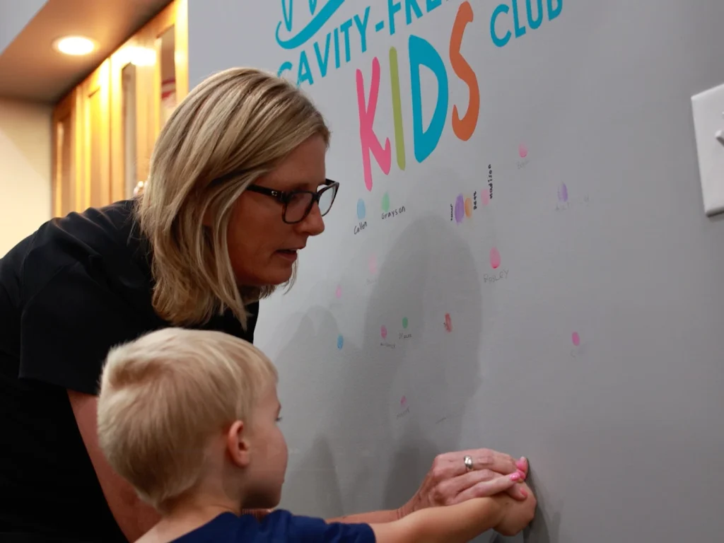 Cavity-free kids club wall at Pioneer Greens Dentistry | Pediatric dentistry in Lincoln, NE